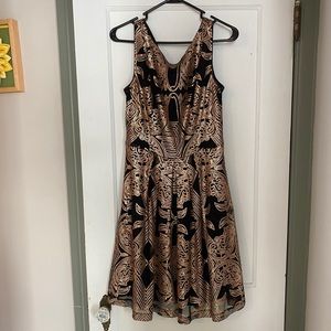 Black with gold sequin holiday dress